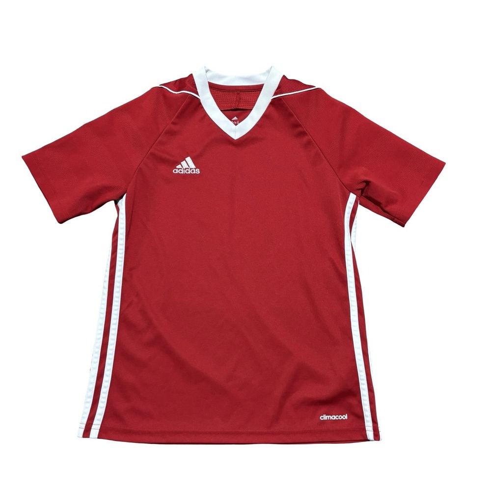 adidas Boys Soccer Jersey Shirt Red Size Medium 11-12 / 16.5 x 23